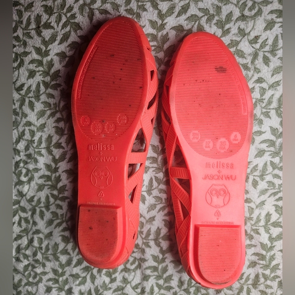 Melissa + Jason Wu bright coral ballet flats - Picture 7 of 8